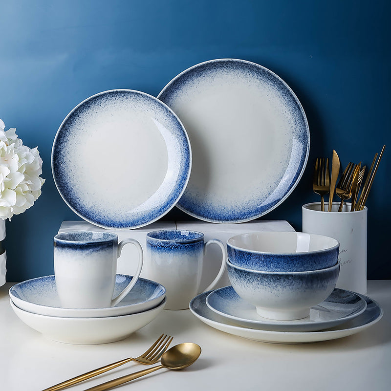 Blue And White Handcrafted Soup Bowl - Bowl, soup bowl, ceramic bowl, snack bowls, curry bowl, popcorn bowls | Bowls for dining table & home decor