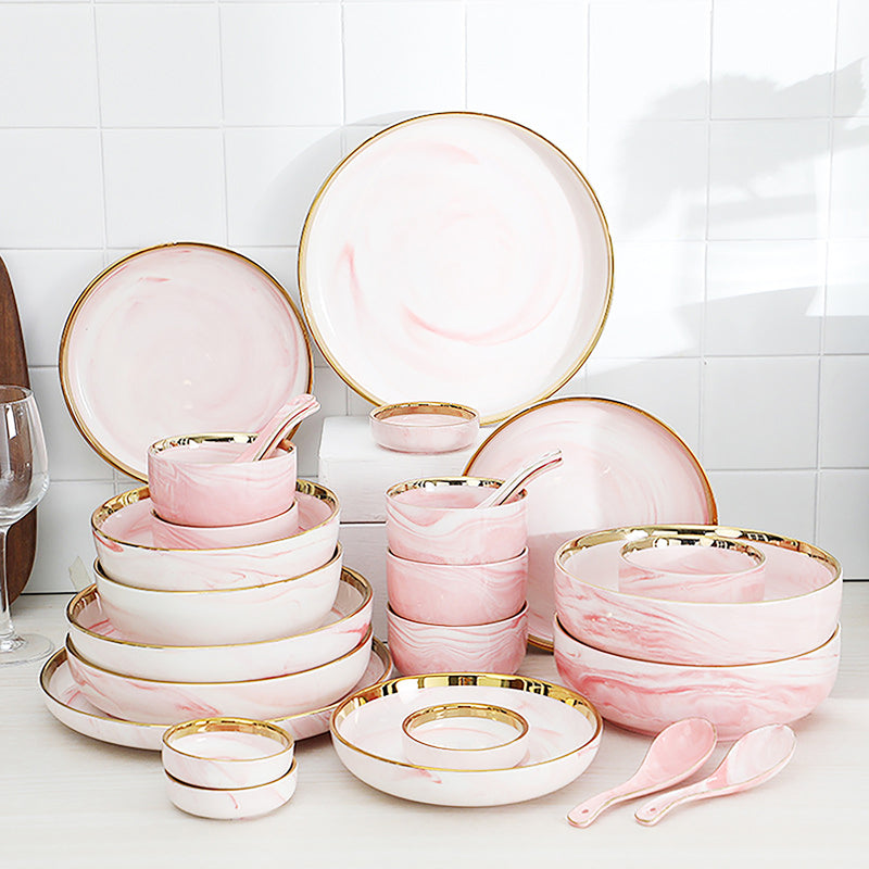 Pink Marble Salad Plate - Serving plate, snack plate, dessert plate | Plates for dining & home decor