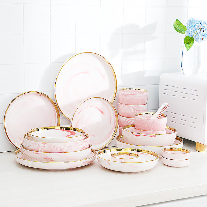 Pink Marble Salad Plate - Serving plate, snack plate, dessert plate | Plates for dining & home decor