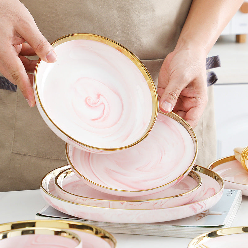 Pink Marble Salad Plate - Serving plate, snack plate, dessert plate | Plates for dining & home decor