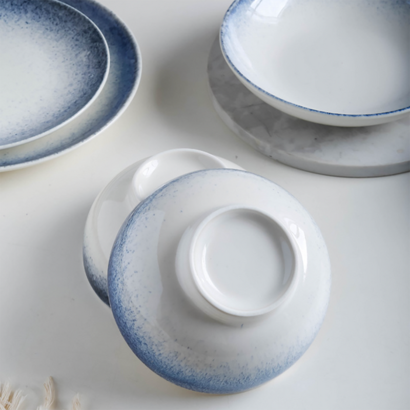Blue And White Handcrafted Soup Bowl - Bowl, soup bowl, ceramic bowl, snack bowls, curry bowl, popcorn bowls | Bowls for dining table & home decor