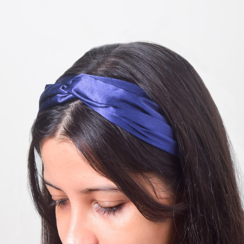 Starry Night Blue Satin Hair Band