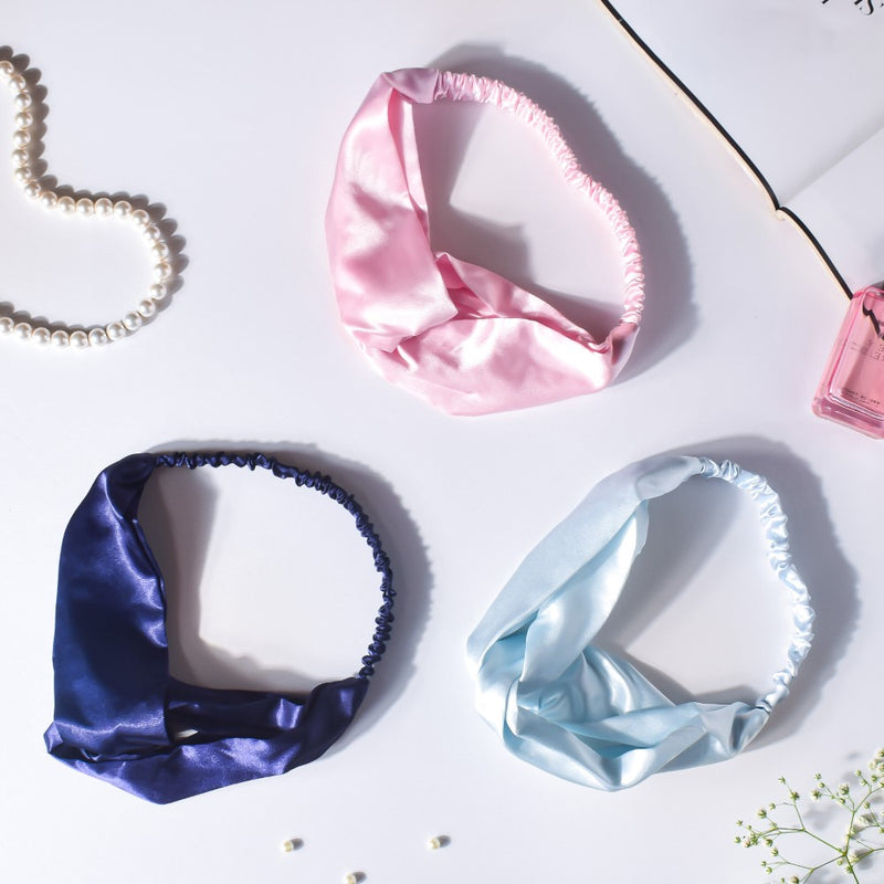 Starry Night Blue Satin Hair Band