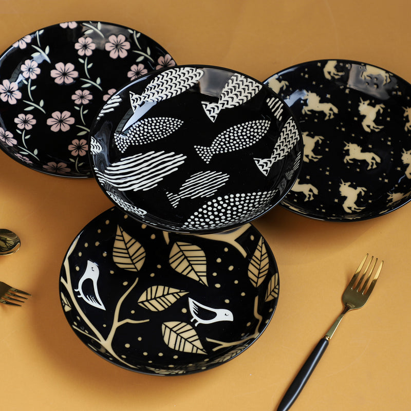 Natura Plates Black - Serving plate, snack plate, dessert plate | Plates for dining & home decor