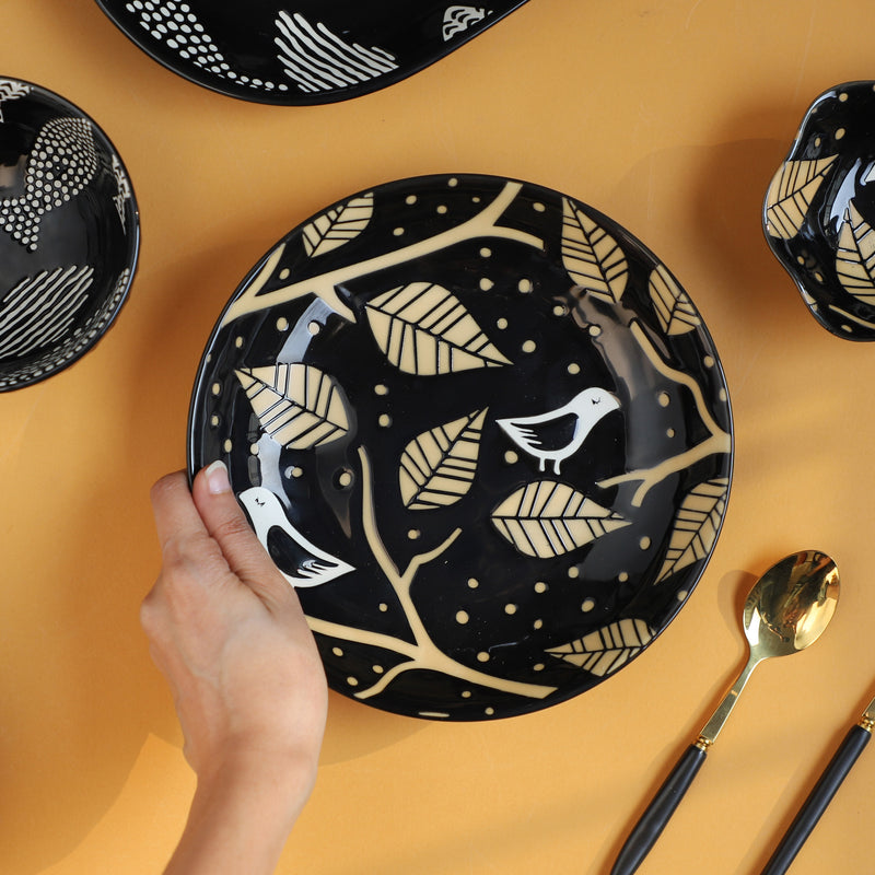 Natura Plates Black - Serving plate, snack plate, dessert plate | Plates for dining & home decor
