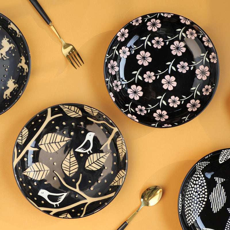 Natura Plates Black - Serving plate, snack plate, dessert plate | Plates for dining & home decor