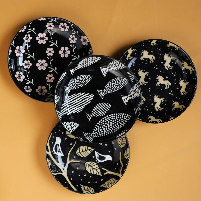 Natura Plates Black - Serving plate, snack plate, dessert plate | Plates for dining & home decor