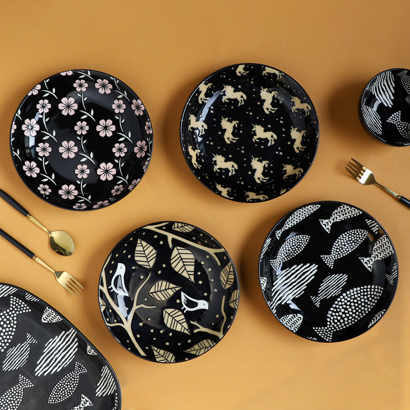 Natura Plates Black - Serving plate, snack plate, dessert plate | Plates for dining & home decor