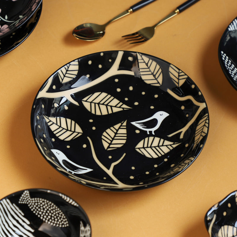 Natura Plates Black - Serving plate, snack plate, dessert plate | Plates for dining & home decor
