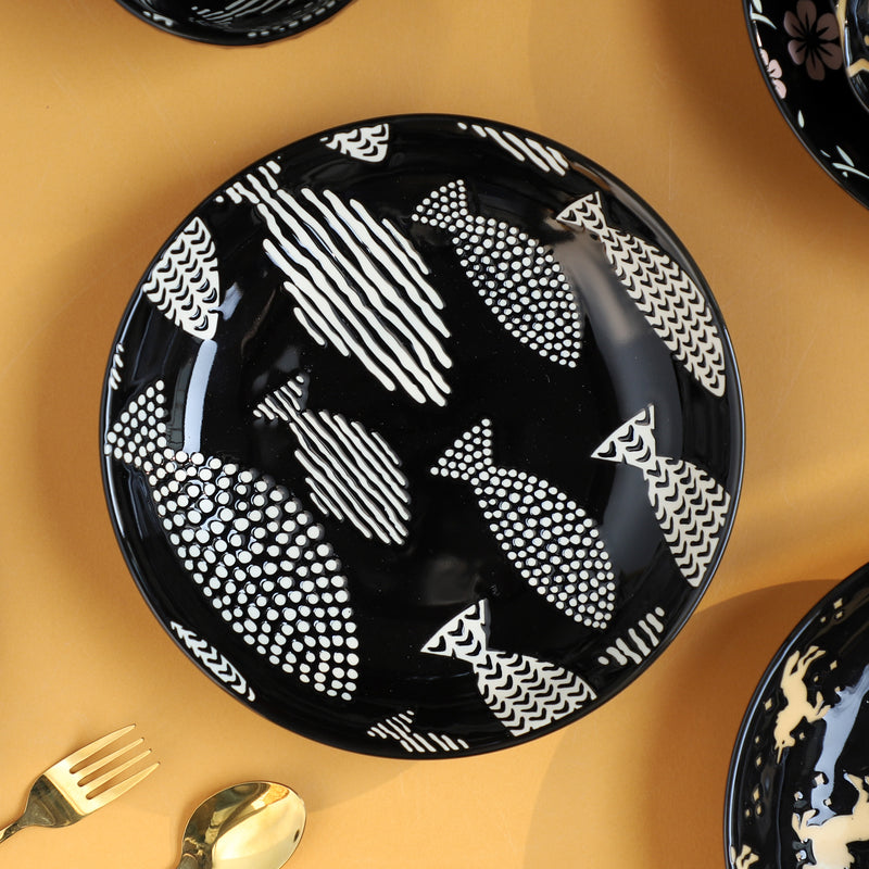Natura Plates Black - Serving plate, snack plate, dessert plate | Plates for dining & home decor