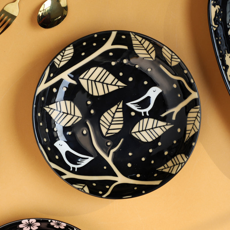 Natura Plates Black - Serving plate, snack plate, dessert plate | Plates for dining & home decor