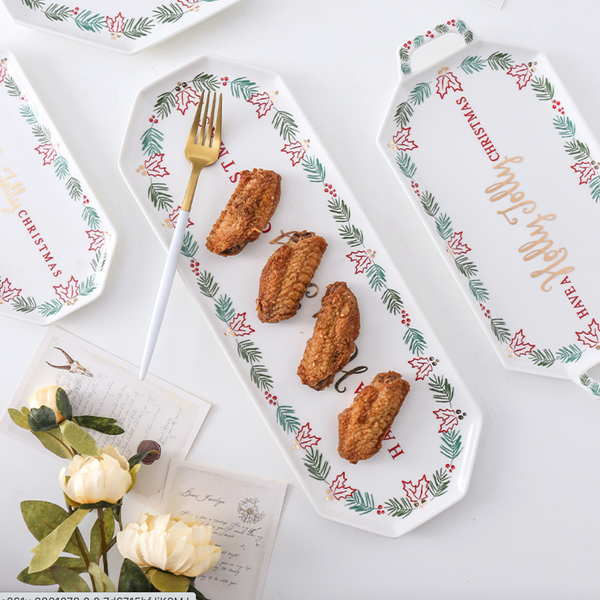 Ceramic Christmas Platter Large - Ceramic platter, serving platter, fruit platter | Plates for dining table & home decor
