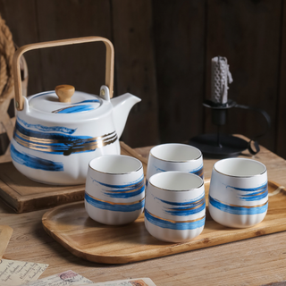 Blue Porcelain Tea Pot Set