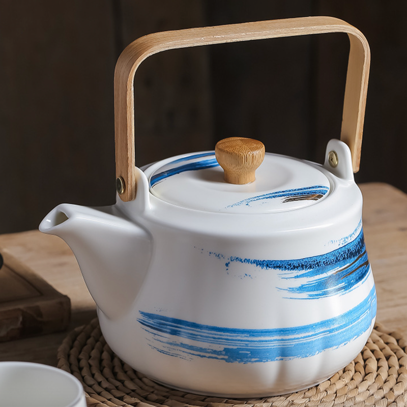 Blue Porcelain Tea Pot Set - Tea cup set, tea set, teapot set | Tea set for Dining Table & Home Decor