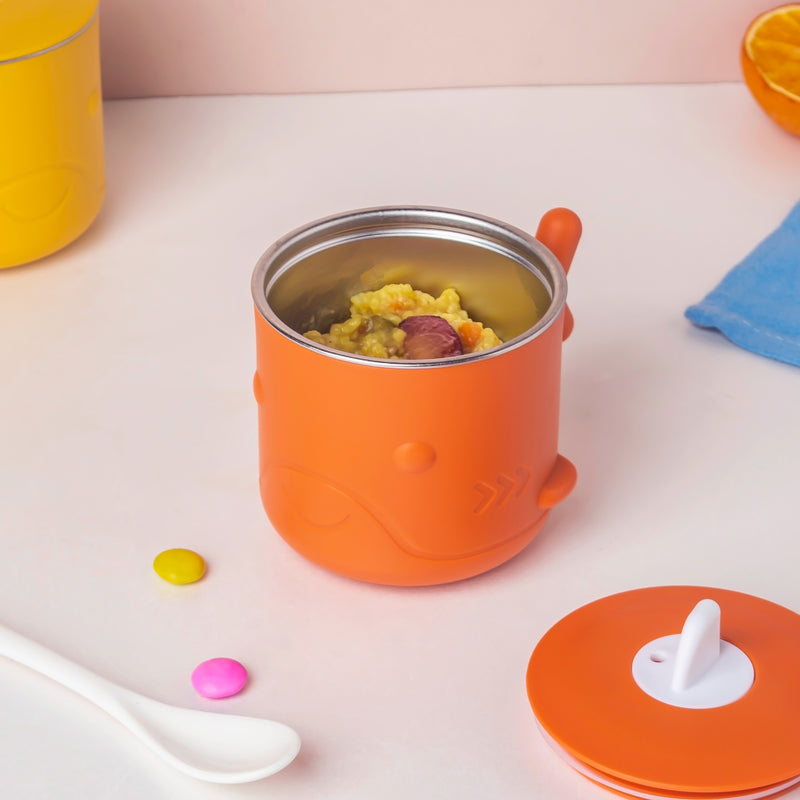 Keep Warm Stainless Steel Feeding Cup Orange 200 ml - Kids Lunch Box