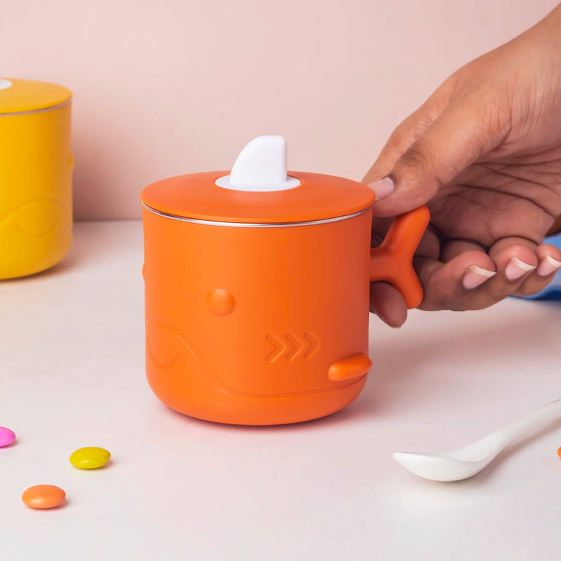 Keep Warm Stainless Steel Feeding Cup Orange 200 ml - Kids Lunch Box