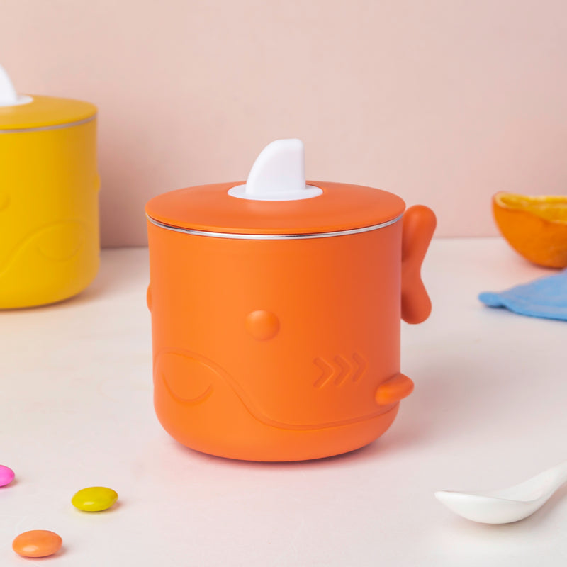 Keep Warm Stainless Steel Feeding Cup Orange 200 ml - Kids Lunch Box