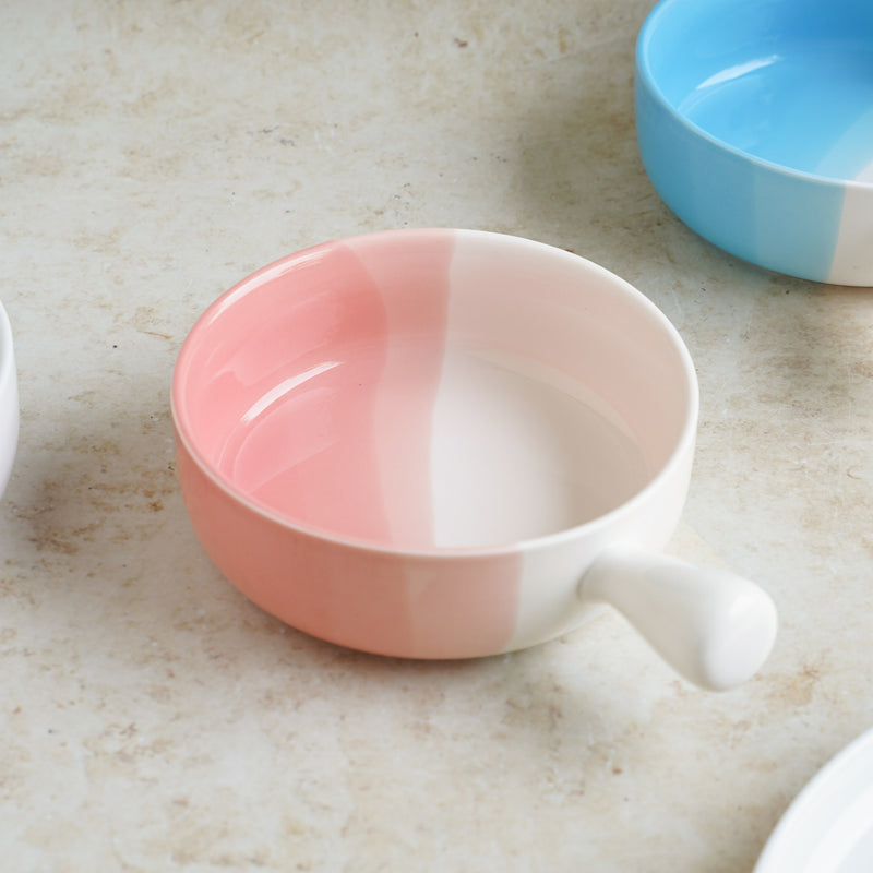 Ombre Bowl with Handle - Ceramic bowl, salad bowls, snack bowls, bowl with handle, oven bowl | Bowls for dining table & home decor