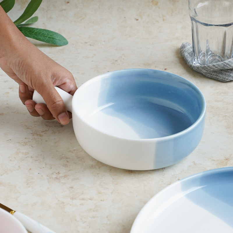 Ombre Bowl with Handle - Ceramic bowl, salad bowls, snack bowls, bowl with handle, oven bowl | Bowls for dining table & home decor