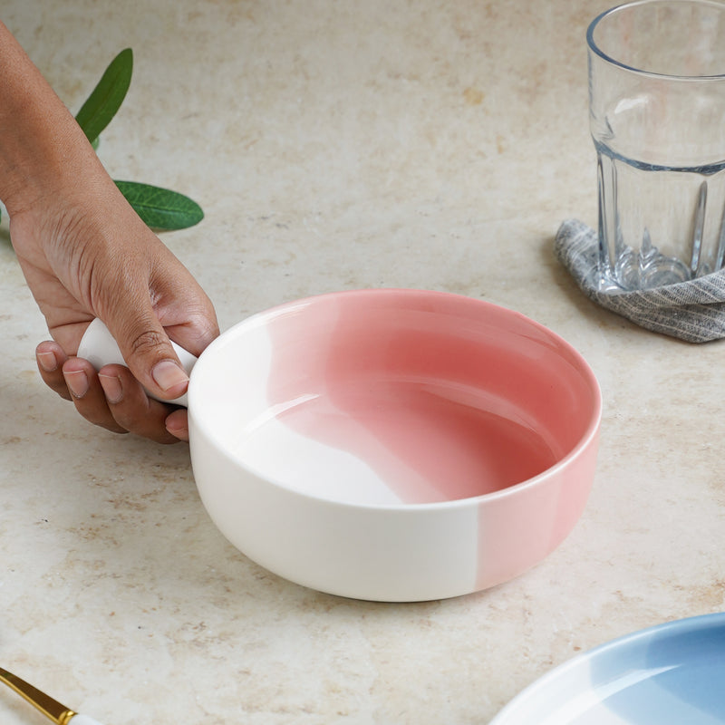Ombre Bowl with Handle - Ceramic bowl, salad bowls, snack bowls, bowl with handle, oven bowl | Bowls for dining table & home decor