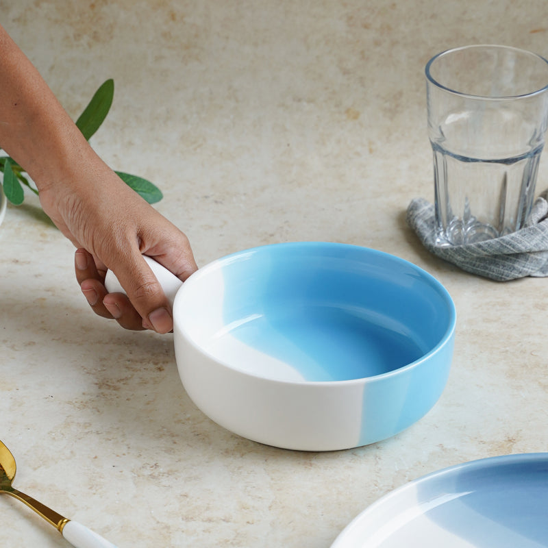 Ombre Bowl with Handle - Ceramic bowl, salad bowls, snack bowls, bowl with handle, oven bowl | Bowls for dining table & home decor
