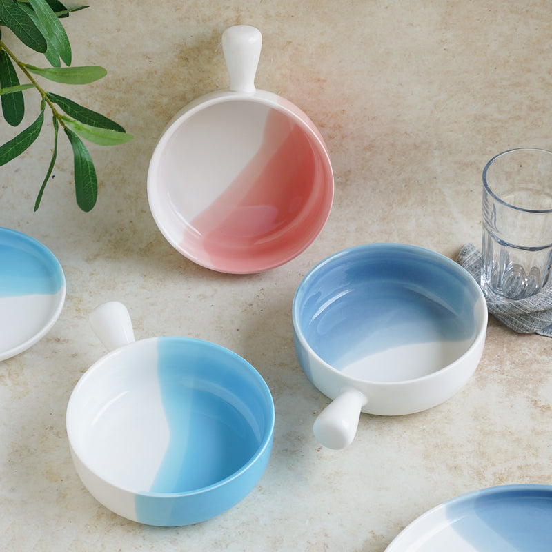 Ombre Bowl with Handle - Ceramic bowl, salad bowls, snack bowls, bowl with handle, oven bowl | Bowls for dining table & home decor