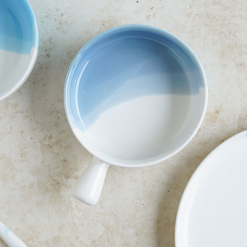 Ombre Bowl with Handle - Ceramic bowl, salad bowls, snack bowls, bowl with handle, oven bowl | Bowls for dining table & home decor