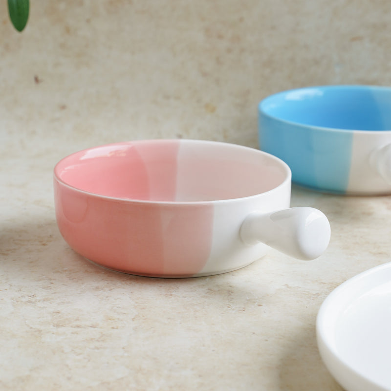 Ombre Bowl with Handle - Ceramic bowl, salad bowls, snack bowls, bowl with handle, oven bowl | Bowls for dining table & home decor