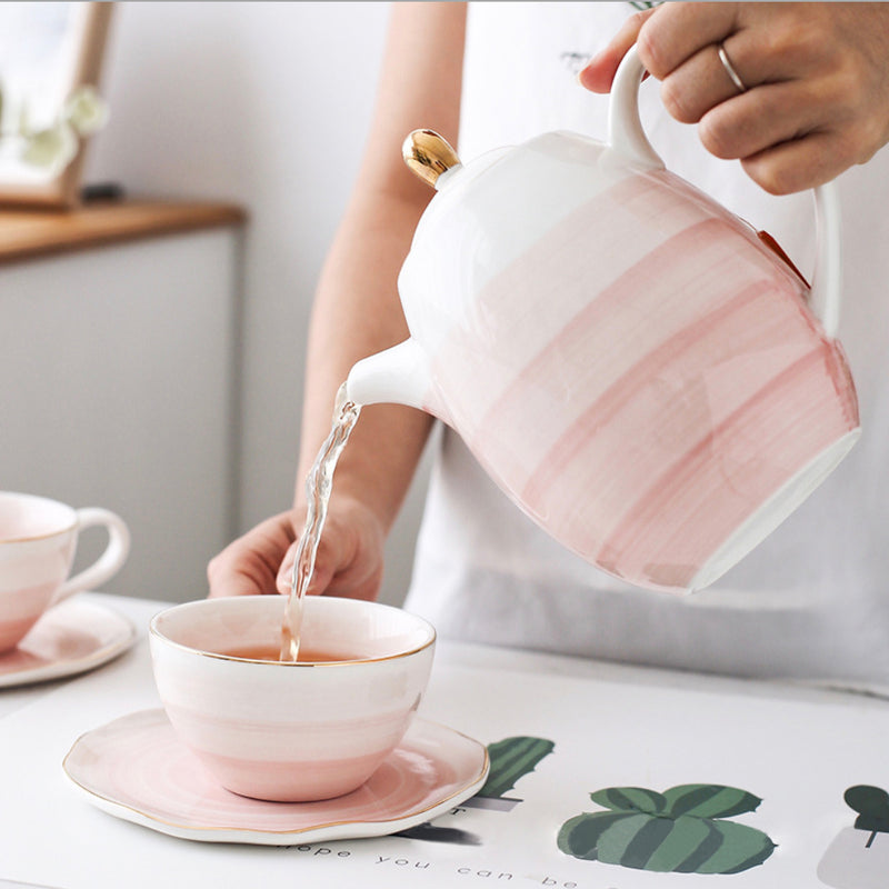 Ombre Tea Set Pink - Tea cup set, tea set, teapot set | Tea set for Dining Table & Home Decor