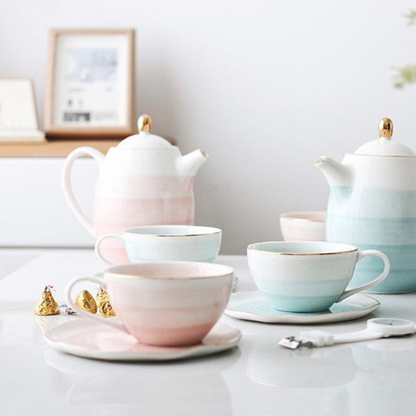 Ombre Tea Set Pink - Tea cup set, tea set, teapot set | Tea set for Dining Table & Home Decor