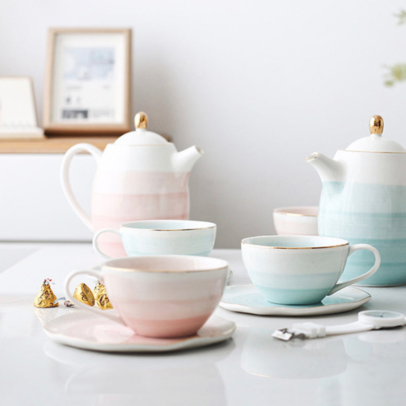 Ombre Tea Set Pink - Tea cup set, tea set, teapot set | Tea set for Dining Table & Home Decor