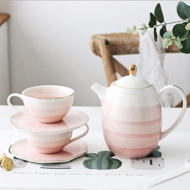 Ombre Tea Set Pink - Tea cup set, tea set, teapot set | Tea set for Dining Table & Home Decor