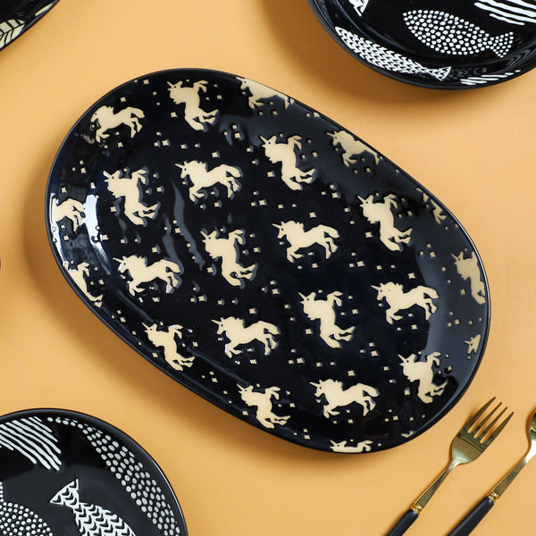 Oval Plates Black - Ceramic platter, serving platter, fruit platter | Plates for dining table & home decor