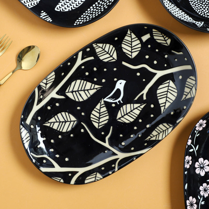 Oval Plates Black - Ceramic platter, serving platter, fruit platter | Plates for dining table & home decor