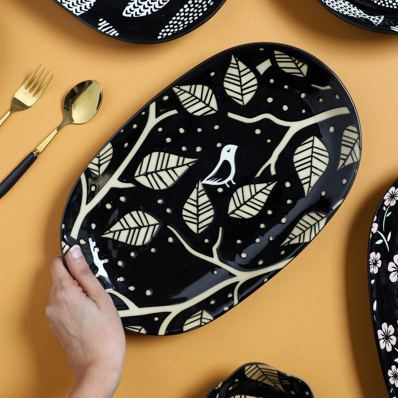 Oval Plates Black - Ceramic platter, serving platter, fruit platter | Plates for dining table & home decor