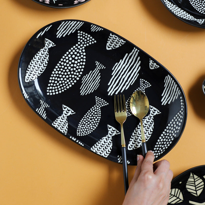 Oval Plates Black - Ceramic platter, serving platter, fruit platter | Plates for dining table & home decor