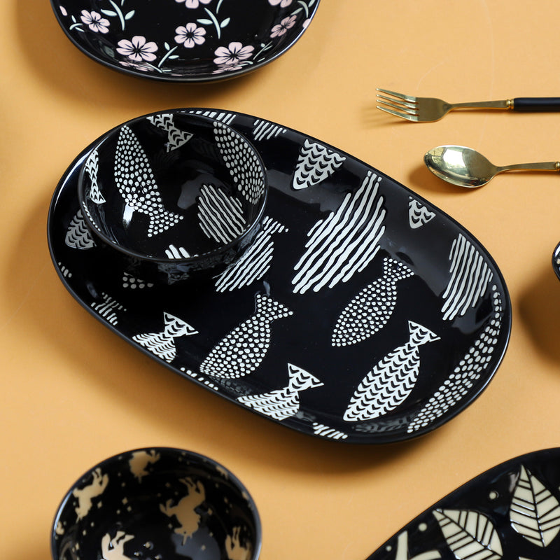 Oval Plates Black - Ceramic platter, serving platter, fruit platter | Plates for dining table & home decor