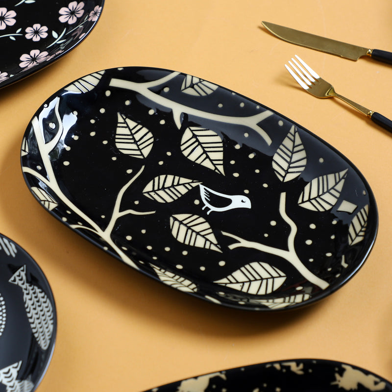 Oval Plates Black - Ceramic platter, serving platter, fruit platter | Plates for dining table & home decor