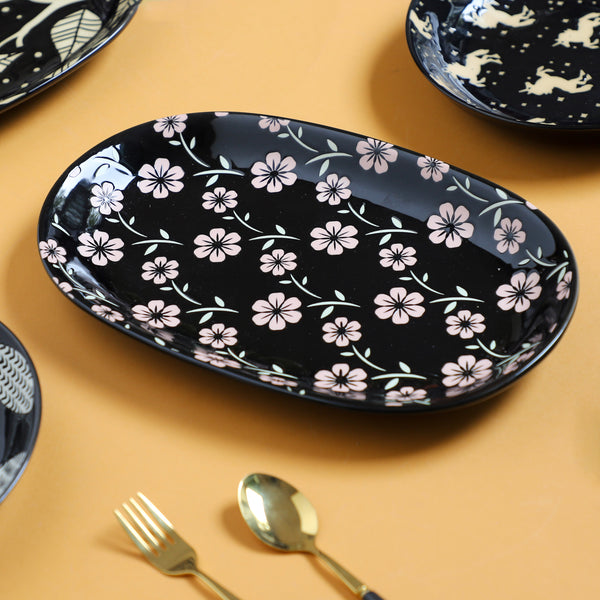 Oval Plates Black - Ceramic platter, serving platter, fruit platter | Plates for dining table & home decor
