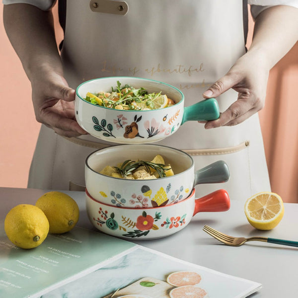 Bloom Bowl With Handle - Kitchen utensil, serving bowls, salad bowls, noodle bowl | Bowls for dining table & home decor