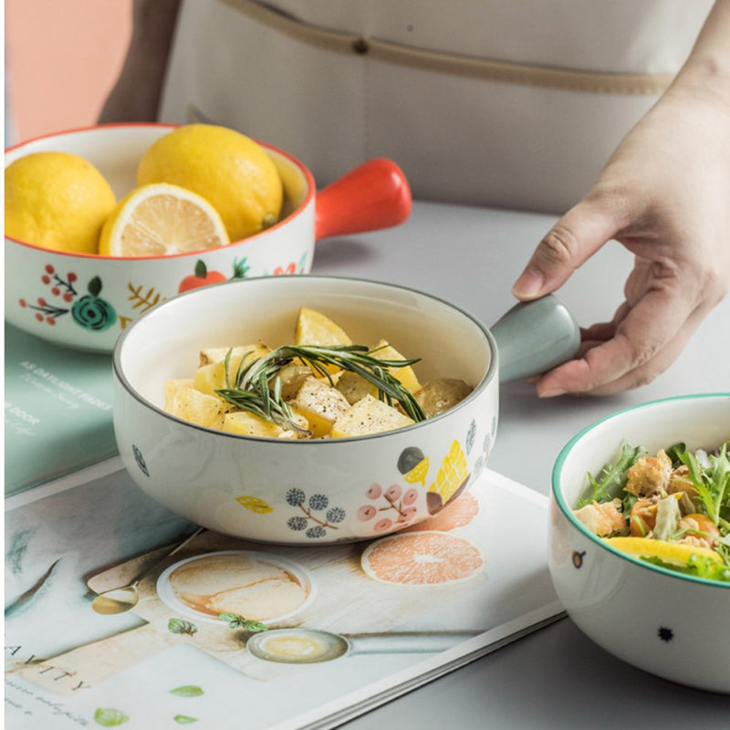 Bloom Bowl With Handle - Kitchen utensil, serving bowls, salad bowls, noodle bowl | Bowls for dining table & home decor