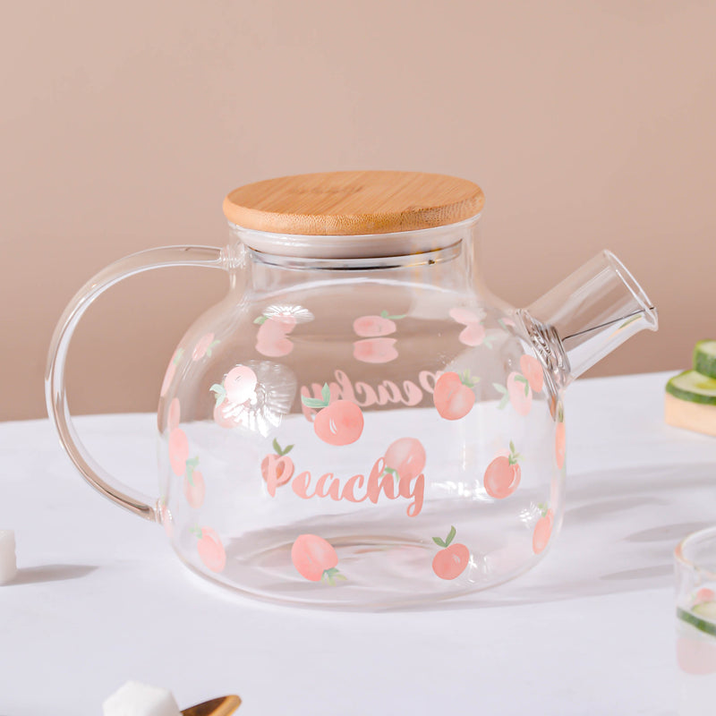 Peach Glass Teapot Pink- Kettle for tea, pot for coffee, teapot | Jug for Dining table & Home decor