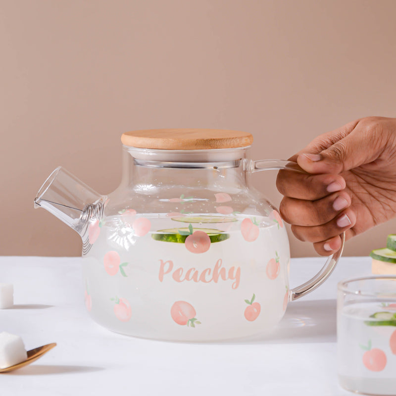 Peach Glass Teapot Pink- Kettle for tea, pot for coffee, teapot | Jug for Dining table & Home decor