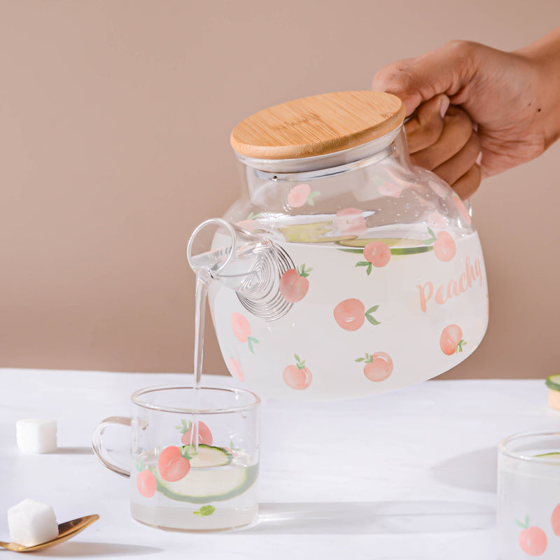 Peach Glass Teapot Pink- Kettle for tea, pot for coffee, teapot | Jug for Dining table & Home decor