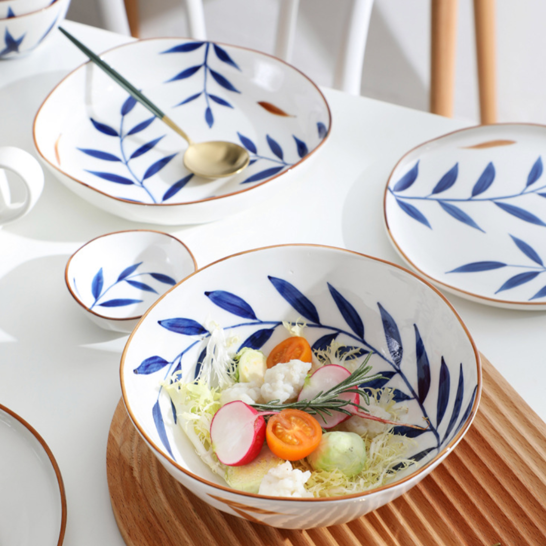 Palm Leaf Bowls - Bowl, ceramic bowl, serving bowls, noodle bowl, salad bowls, bowl for snacks, large serving bowl | Bowls for dining table & home decor
