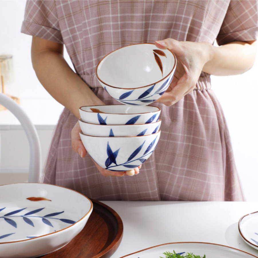 Palm Salad Bowl With Lid Blue