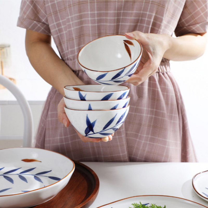 Palm Leaf Bowls - Bowl, ceramic bowl, serving bowls, noodle bowl, salad bowls, bowl for snacks, large serving bowl | Bowls for dining table & home decor