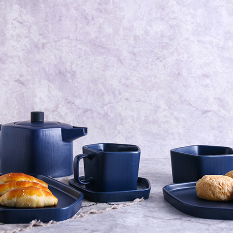 Pentagon Mug with Saucer Blue- Tea cup, coffee cup, cup for tea | Cups and Mugs for Office Table & Home Decoration