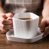 Pentagon Mug with Saucer White- Tea cup, coffee cup, cup for tea | Cups and Mugs for Office Table & Home Decoration