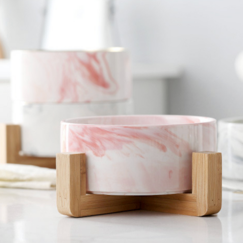 Pink Marble Bowl with Stand - Bowl, ceramic bowl, serving bowl set, noodle bowl, salad bowls, bowl for snacks, large serving bowl,  | Bowls for dining table & home decor